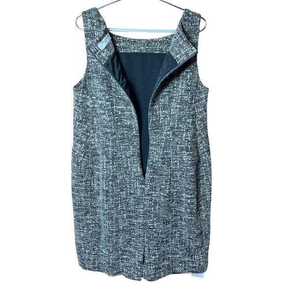 MM Lafleur Lydia Boucle Twisted Strap Tweed Knit Sheath Dress Gray Size +1 NWT - Picture 11 of 14